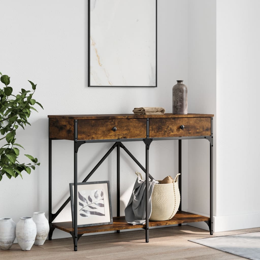 vidaXL Console Table Smoked Oak 100x39x78.5 cm Engineered Wood 1