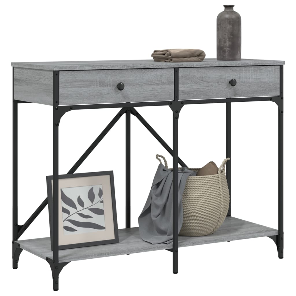 vidaXL Console Table Grey Sonoma 100x39x78.5 cm Engineered Wood 3