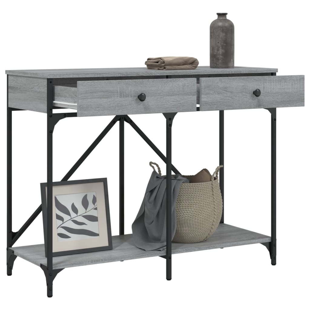 vidaXL Console Table Grey Sonoma 100x39x78.5 cm Engineered Wood 4