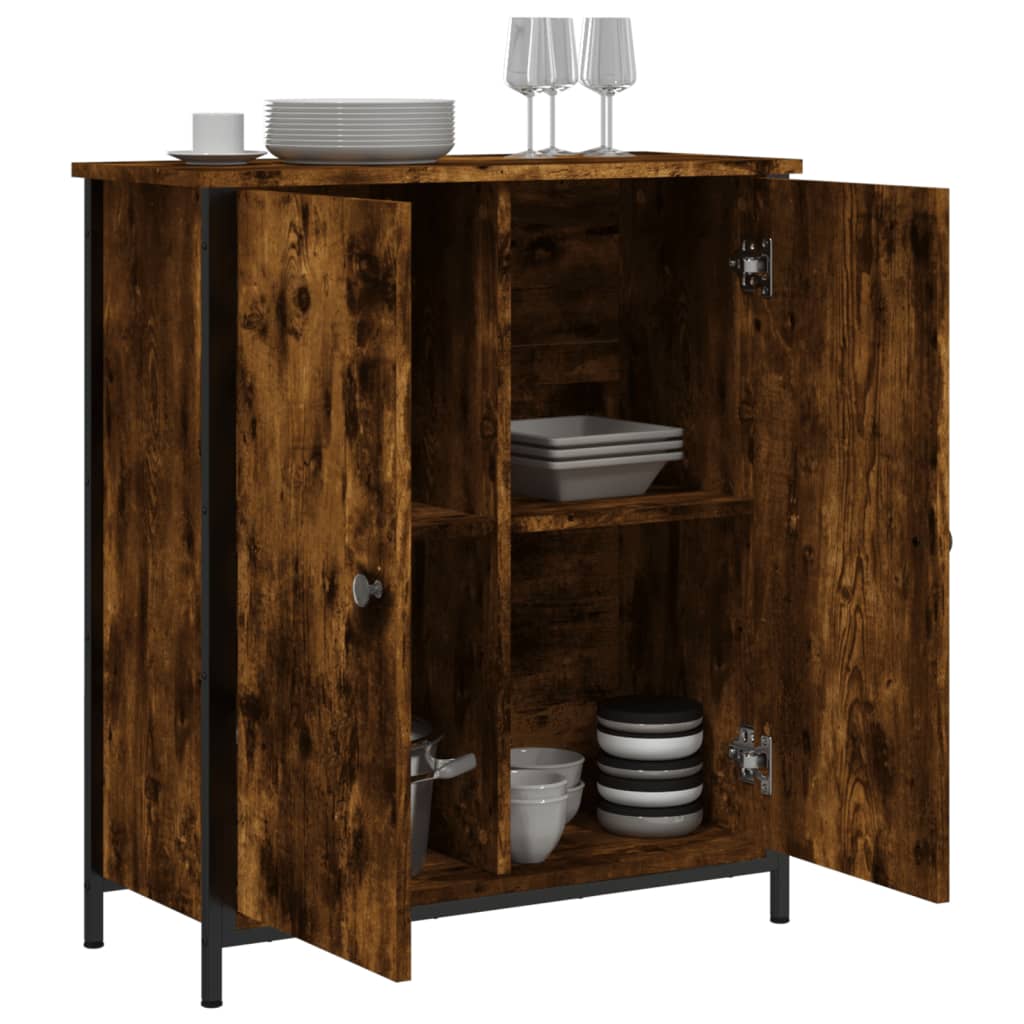 vidaXL Sideboard Smoked Oak 70x30x80 cm Engineered Wood 4