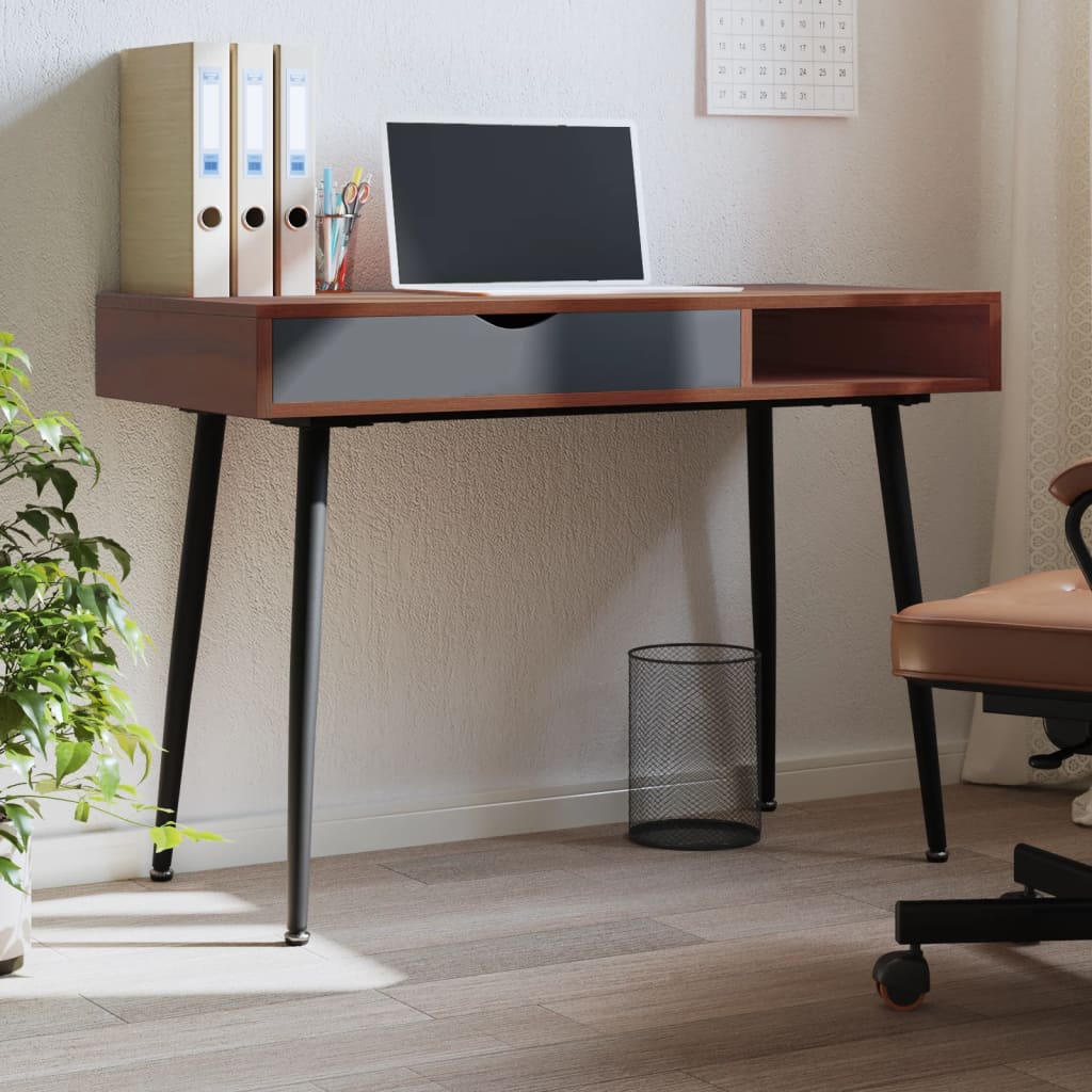 vidaXL Computer Desk with Drawer Brown 110x50x75 cm Engineered Wood 1