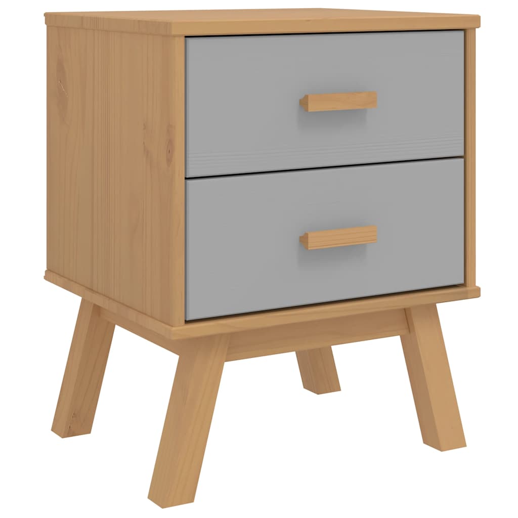 vidaXL Bedside Cabinet OLDEN Grey and Brown Solid Wood Pine 2