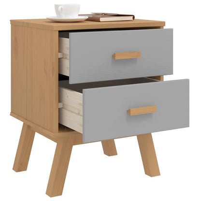vidaXL Bedside Cabinet OLDEN Grey and Brown Solid Wood Pine 4