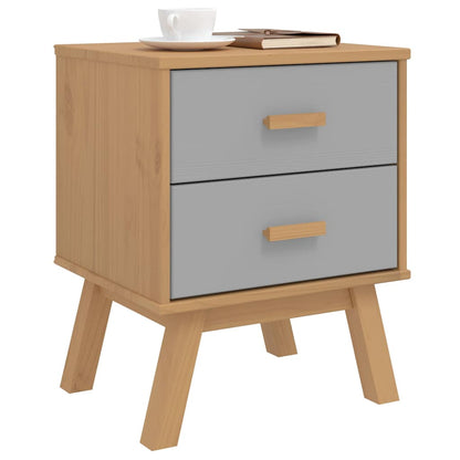 vidaXL Bedside Cabinet OLDEN Grey and Brown Solid Wood Pine 5