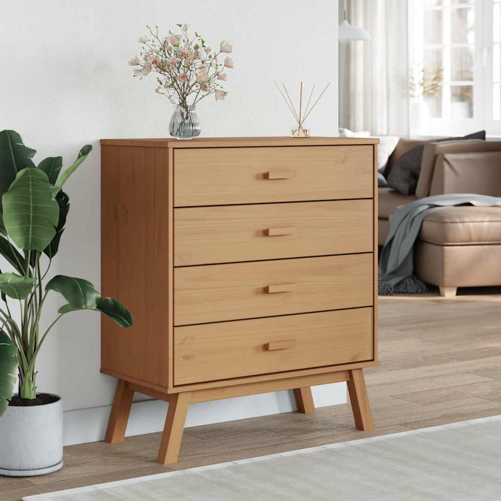 vidaXL Drawer Cabinet OLDEN Brown Solid Wood Pine 3