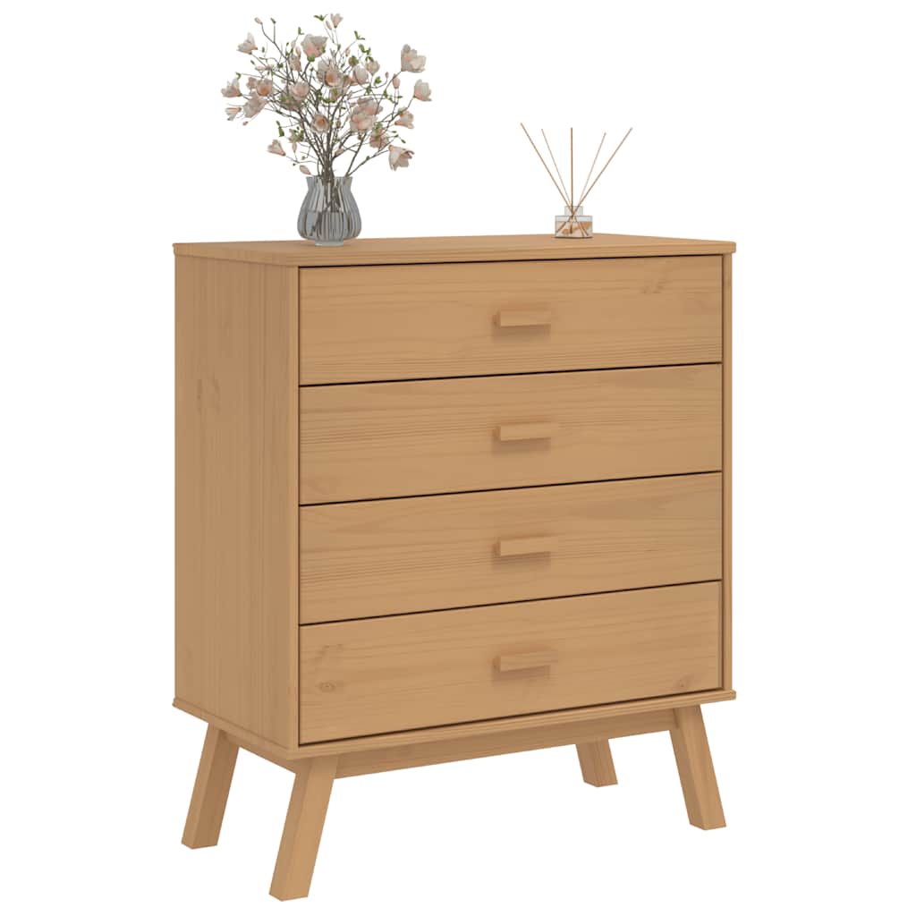 vidaXL Drawer Cabinet OLDEN Brown Solid Wood Pine 4