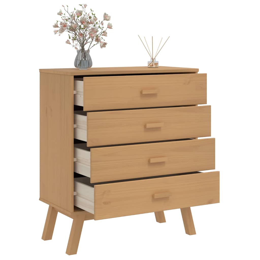 vidaXL Drawer Cabinet OLDEN Brown Solid Wood Pine 5
