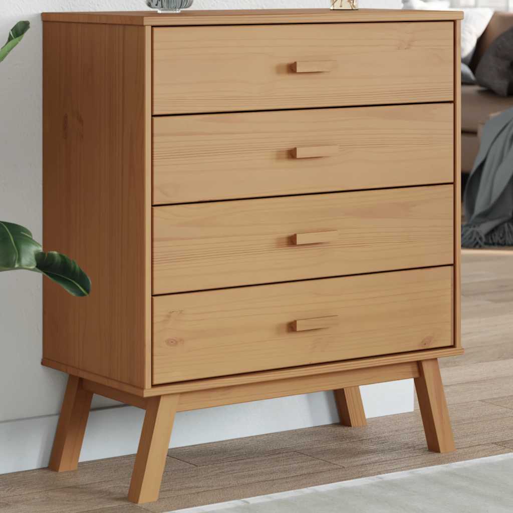 vidaXL Drawer Cabinet OLDEN Brown Solid Wood Pine 1