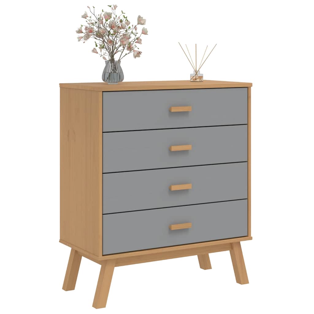vidaXL Drawer Cabinet OLDEN Grey and Brown Solid Wood Pine 4