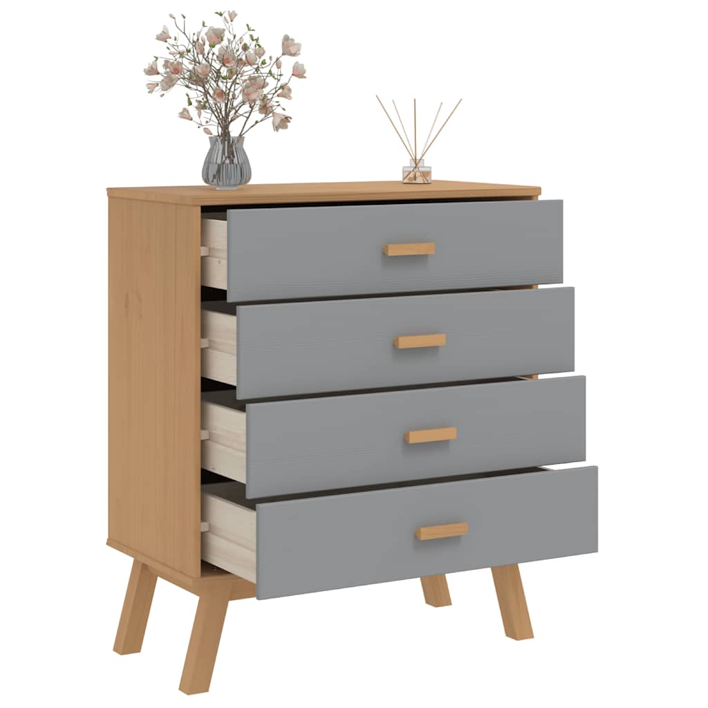 vidaXL Drawer Cabinet OLDEN Grey and Brown Solid Wood Pine 5