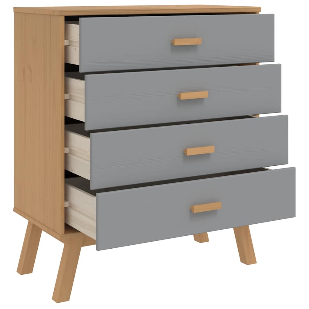 vidaXL Drawer Cabinet OLDEN Grey and Brown Solid Wood Pine 6