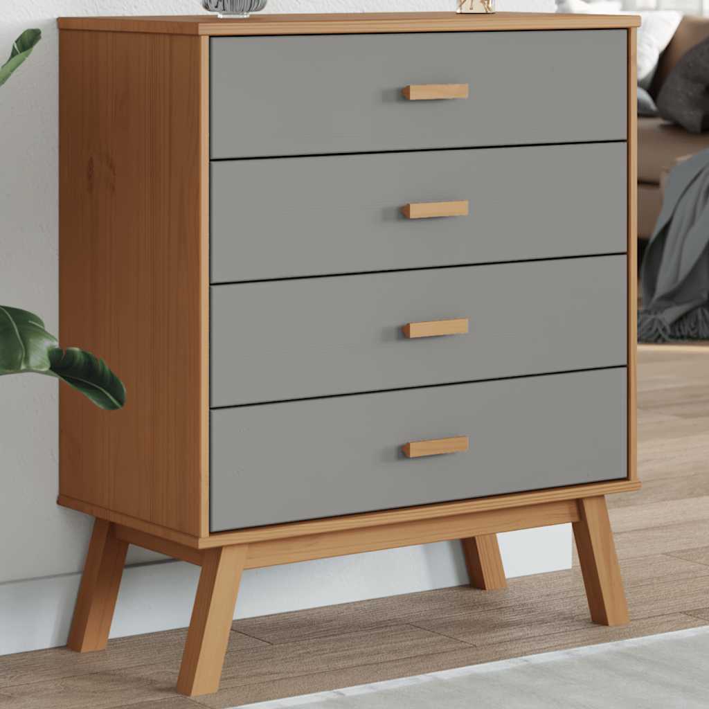 vidaXL Drawer Cabinet OLDEN Grey and Brown Solid Wood Pine 1