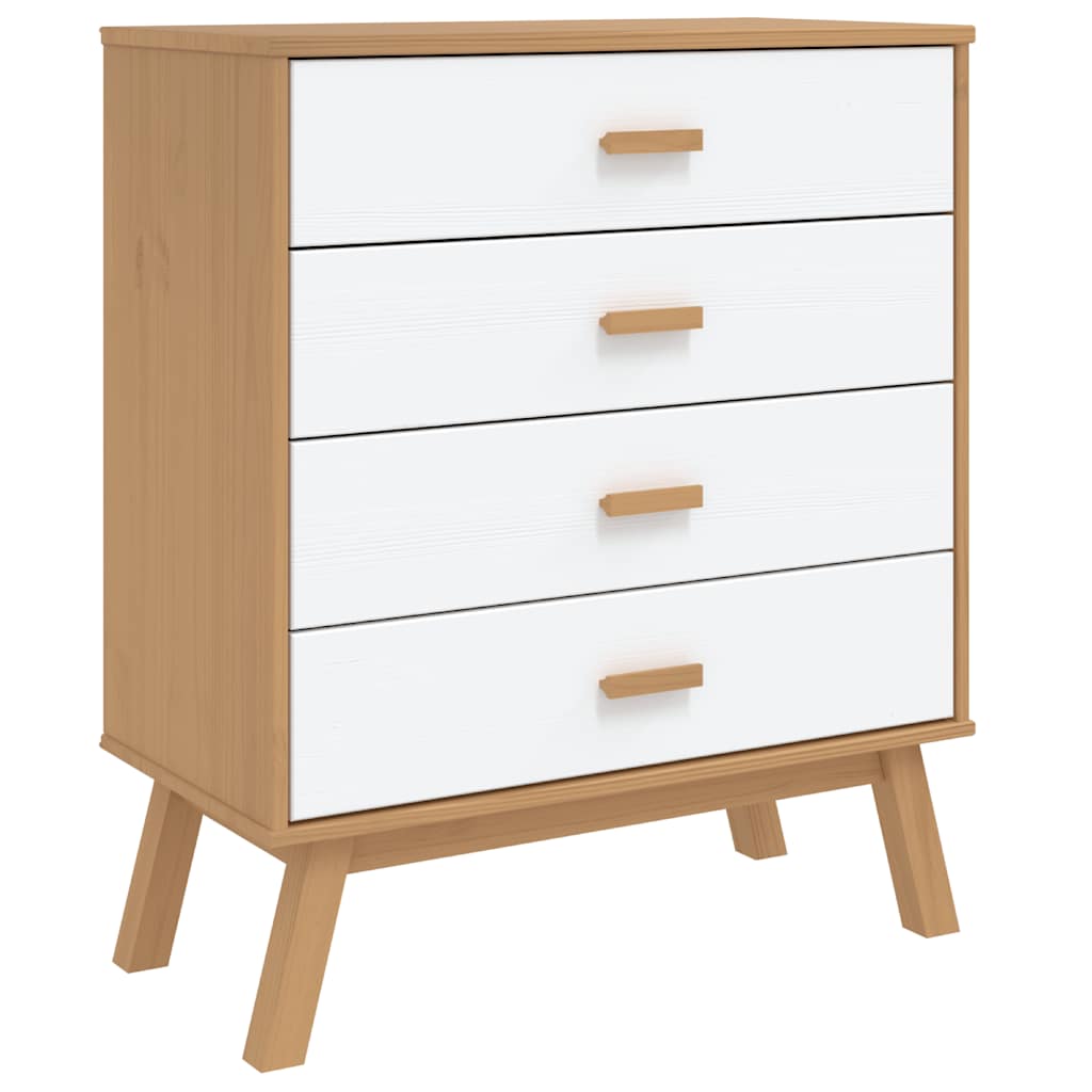vidaXL Drawer Cabinet OLDEN White and Brown Solid Wood Pine 2