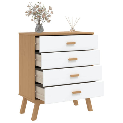 vidaXL Drawer Cabinet OLDEN White and Brown Solid Wood Pine 5