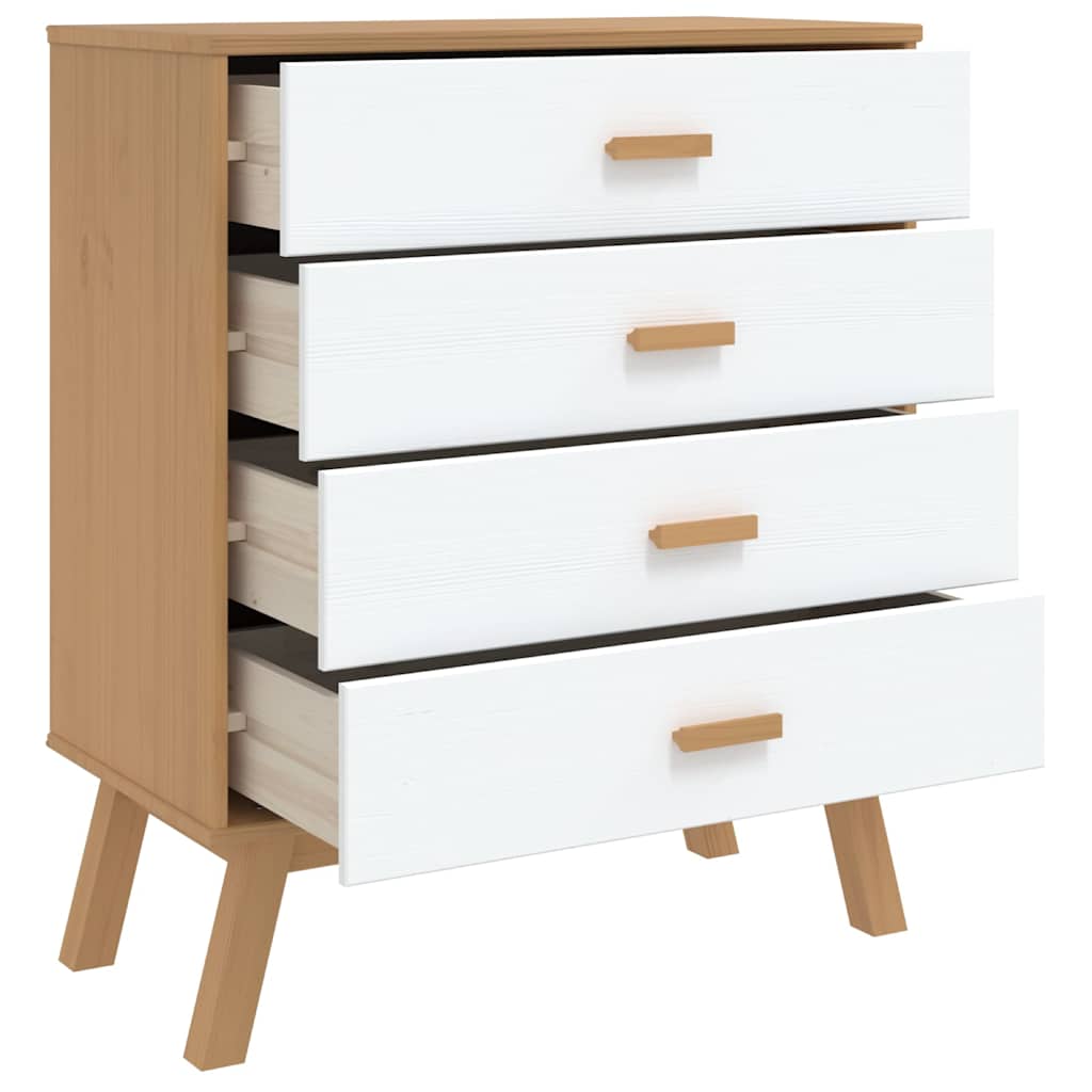 vidaXL Drawer Cabinet OLDEN White and Brown Solid Wood Pine 6