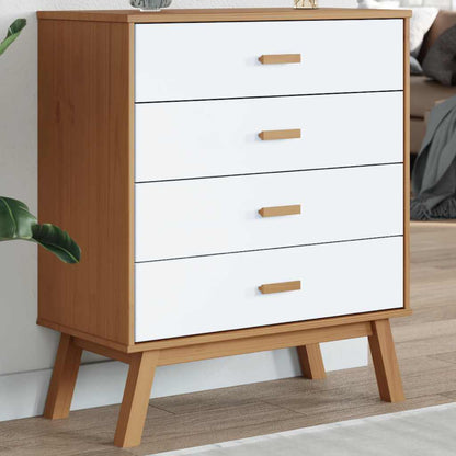 vidaXL Drawer Cabinet OLDEN White and Brown Solid Wood Pine 1
