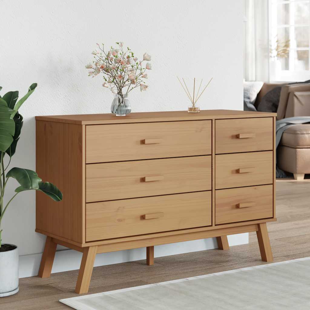 vidaXL Drawer Cabinet OLDEN Brown Solid Wood Pine 3