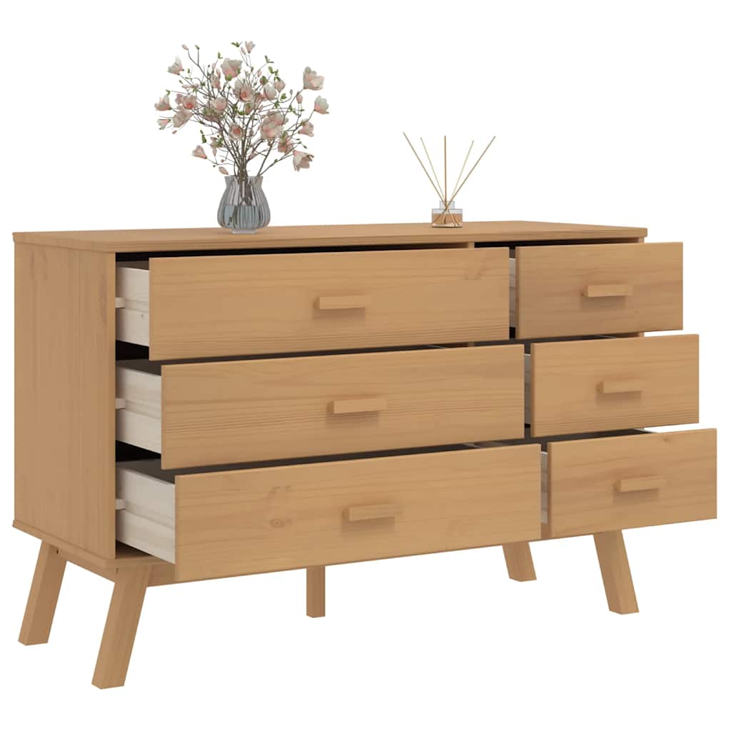 vidaXL Drawer Cabinet OLDEN Brown Solid Wood Pine 5