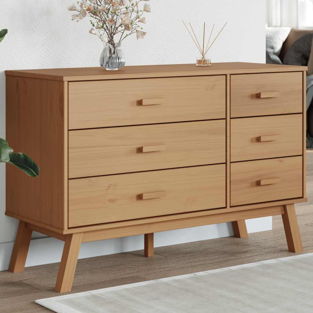 vidaXL Drawer Cabinet OLDEN Brown Solid Wood Pine 1