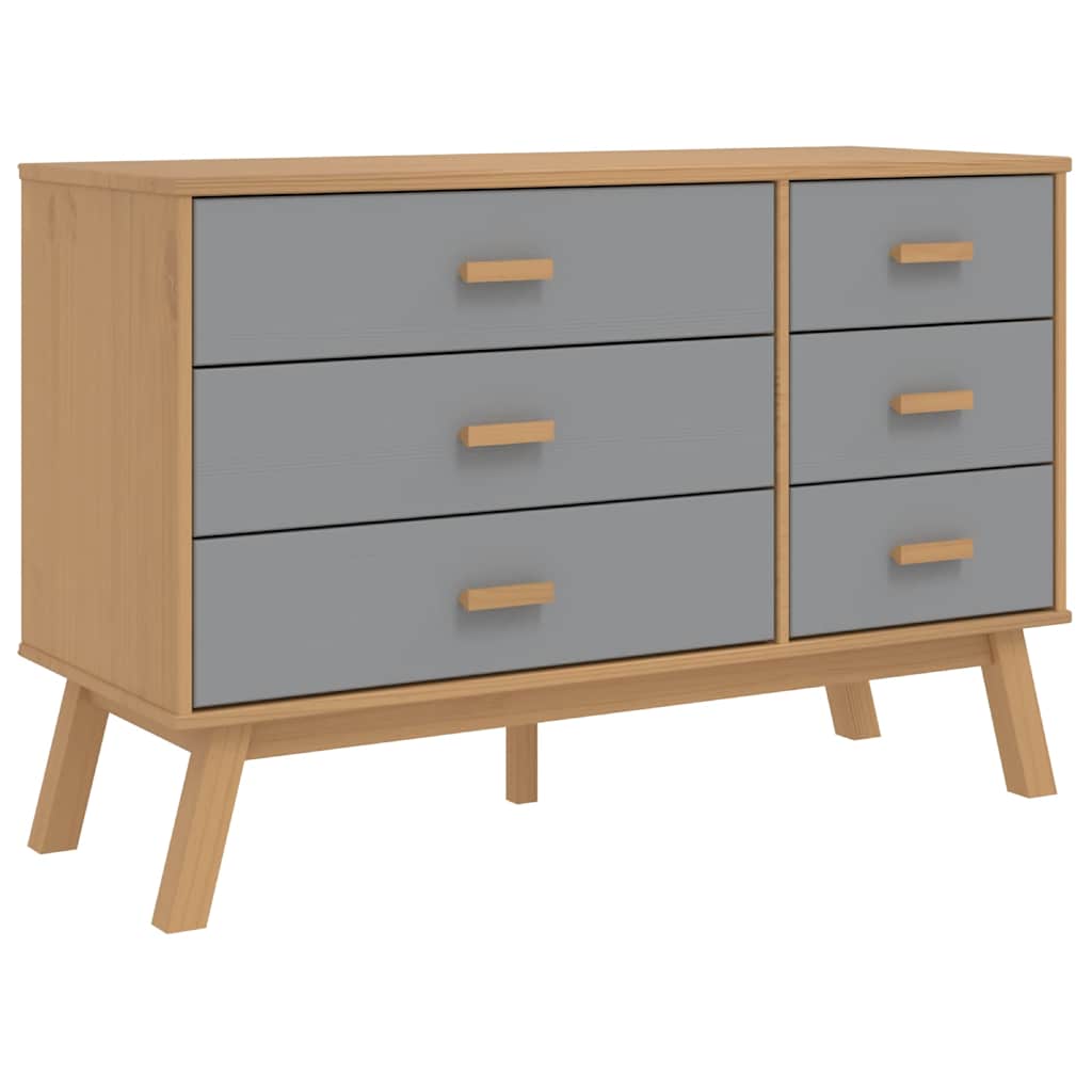 vidaXL Drawer Cabinet OLDEN Grey and Brown Solid Wood Pine 2