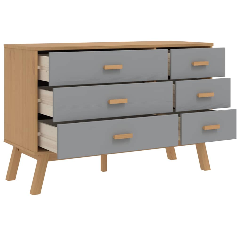 vidaXL Drawer Cabinet OLDEN Grey and Brown Solid Wood Pine 6