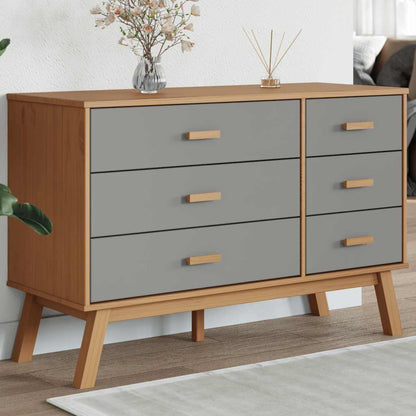 vidaXL Drawer Cabinet OLDEN Grey and Brown Solid Wood Pine 1