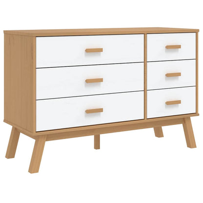 vidaXL Drawer Cabinet OLDEN White and Brown Solid Wood Pine 2
