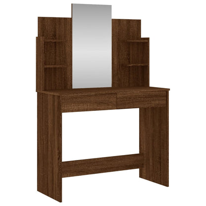 vidaXL Dressing Table with Mirror Brown Oak 96x39x142 cm 2