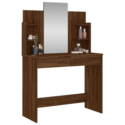vidaXL Dressing Table with Mirror Brown Oak 96x39x142 cm 3