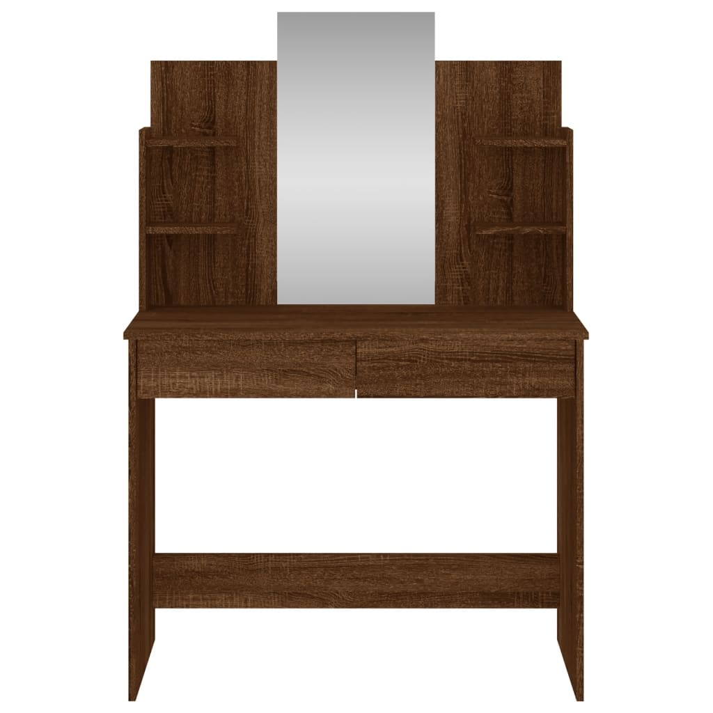 vidaXL Dressing Table with Mirror Brown Oak 96x39x142 cm 4