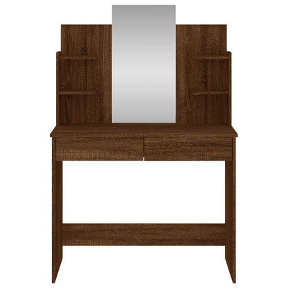 vidaXL Dressing Table with Mirror Brown Oak 96x39x142 cm 4