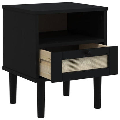 vidaXL Bedside Cabinet SENJA Rattan Look Black 40x35x48 cm Solid Wood Pine 5
