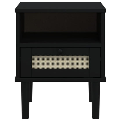 vidaXL Bedside Cabinet SENJA Rattan Look Black 40x35x48 cm Solid Wood Pine 6