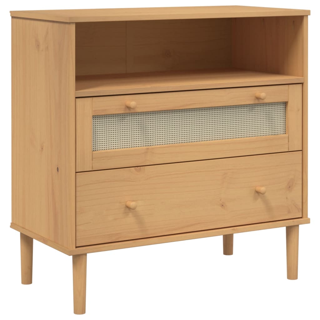 vidaXL Sideboard SENJA Rattan Look Brown 80x40x80 cm Solid Wood Pine 2