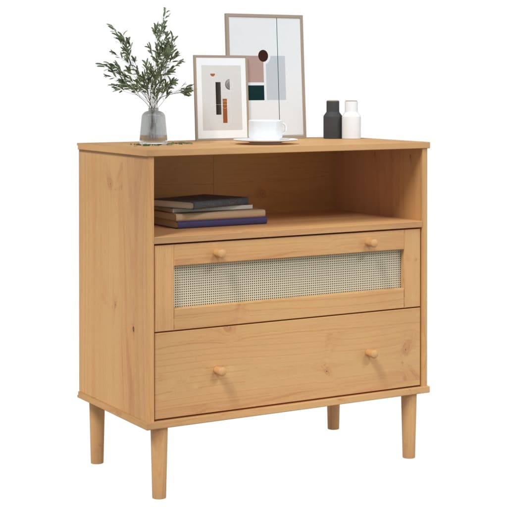 vidaXL Sideboard SENJA Rattan Look Brown 80x40x80 cm Solid Wood Pine 3