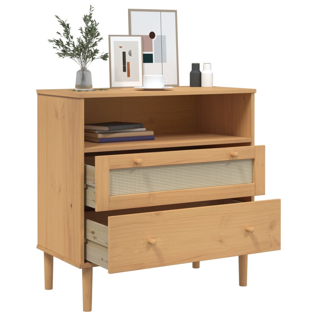 vidaXL Sideboard SENJA Rattan Look Brown 80x40x80 cm Solid Wood Pine 4