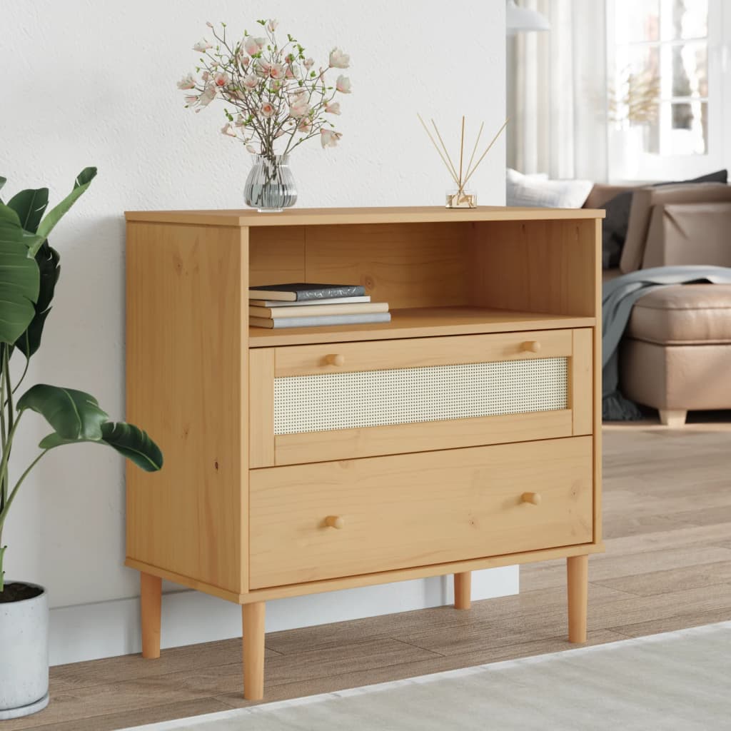 vidaXL Sideboard SENJA Rattan Look Brown 80x40x80 cm Solid Wood Pine 1