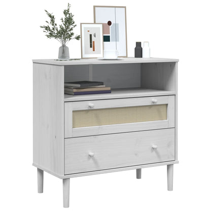 vidaXL Sideboard SENJA Rattan Look White 80x40x80 cm Solid Wood Pine 3