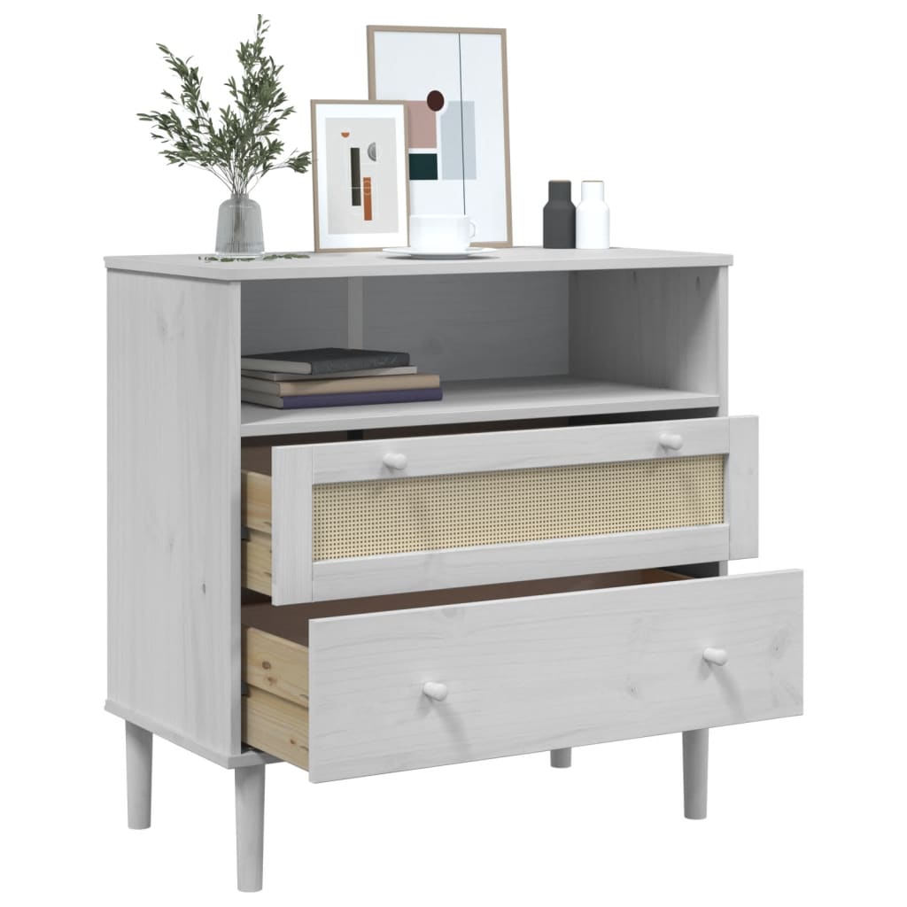 vidaXL Sideboard SENJA Rattan Look White 80x40x80 cm Solid Wood Pine 4