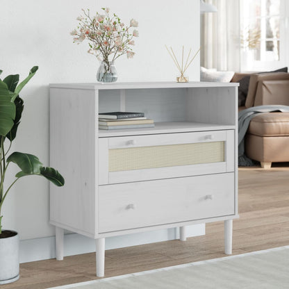 vidaXL Sideboard SENJA Rattan Look White 80x40x80 cm Solid Wood Pine 1