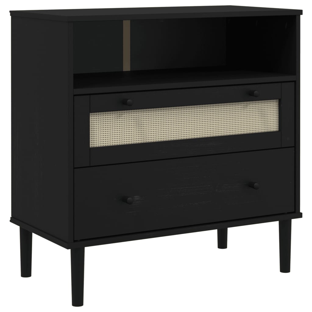 vidaXL Sideboard SENJA Rattan Look Black 80x40x80 cm Solid Wood Pine 2