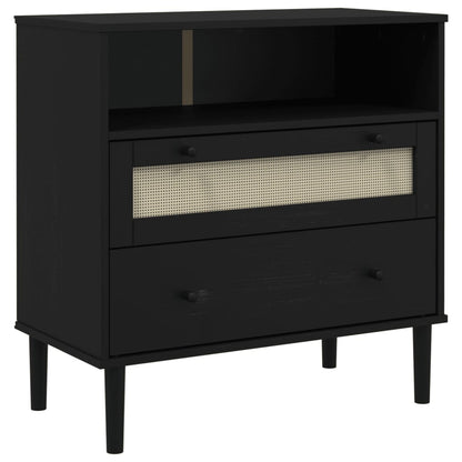 vidaXL Sideboard SENJA Rattan Look Black 80x40x80 cm Solid Wood Pine 2