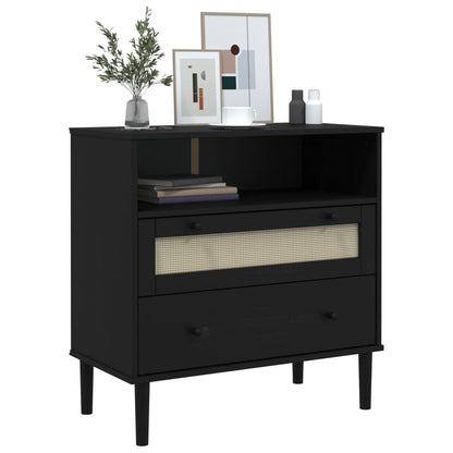 vidaXL Sideboard SENJA Rattan Look Black 80x40x80 cm Solid Wood Pine 3