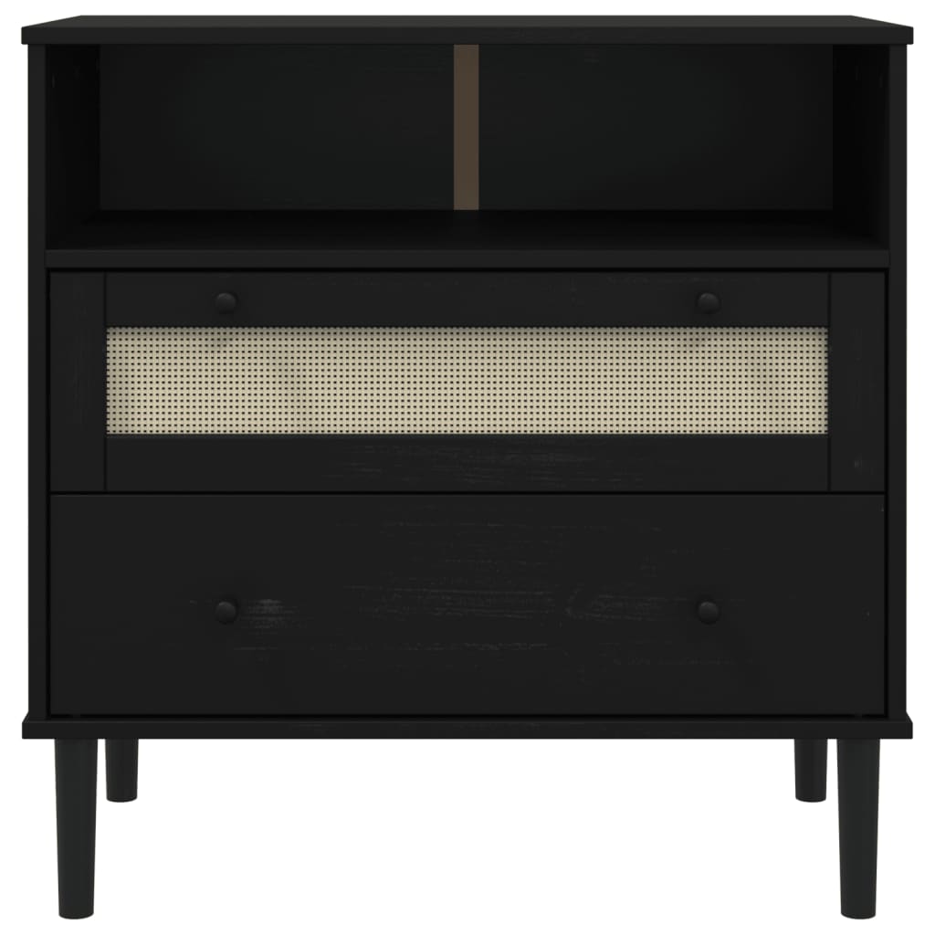 vidaXL Sideboard SENJA Rattan Look Black 80x40x80 cm Solid Wood Pine 5