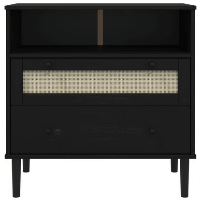 vidaXL Sideboard SENJA Rattan Look Black 80x40x80 cm Solid Wood Pine 5