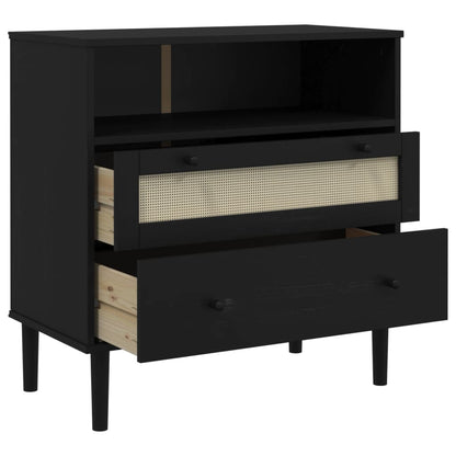 vidaXL Sideboard SENJA Rattan Look Black 80x40x80 cm Solid Wood Pine 6