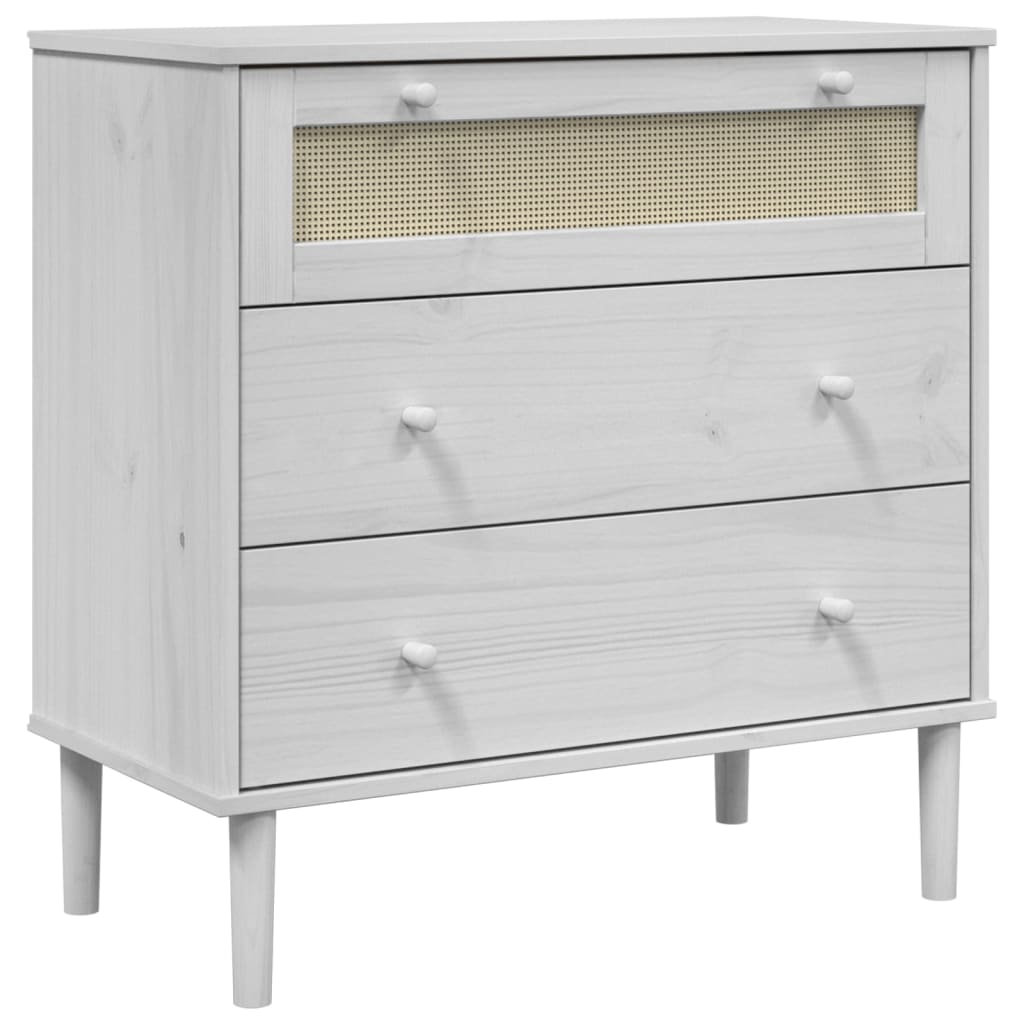 vidaXL Drawer Cabinet SENJA Rattan Look White 80x40x80 cm Solid Wood Pine 2