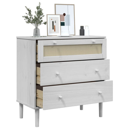 vidaXL Drawer Cabinet SENJA Rattan Look White 80x40x80 cm Solid Wood Pine 4