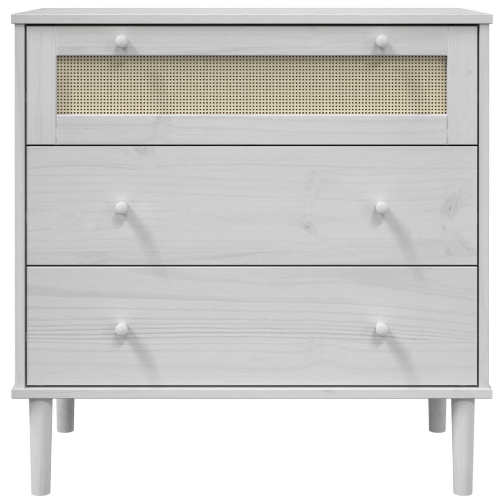 vidaXL Drawer Cabinet SENJA Rattan Look White 80x40x80 cm Solid Wood Pine 5