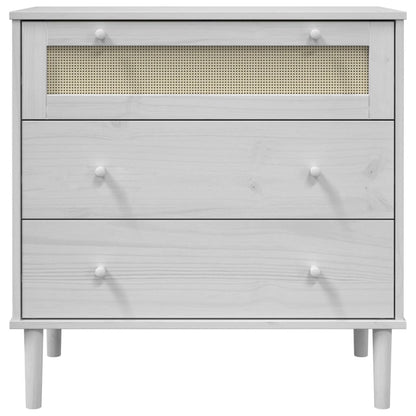 vidaXL Drawer Cabinet SENJA Rattan Look White 80x40x80 cm Solid Wood Pine 5